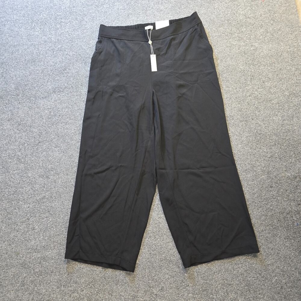 Max Studio Pants Womens Size 1X Black Wide Leg Pull On Capsule Career Minimal
